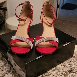 Rhinestone velvet wedges